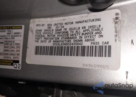 2005 Pontiac Vibe z USA, uszkodzony, nr VIN 5Y2SL63885Z435842